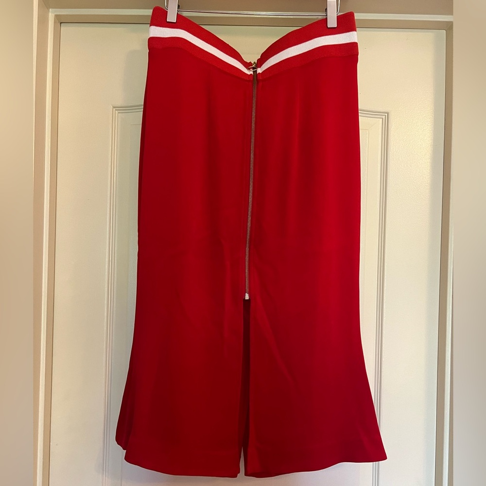 Maggie Marylin silky red satin midi skirt Size US 8